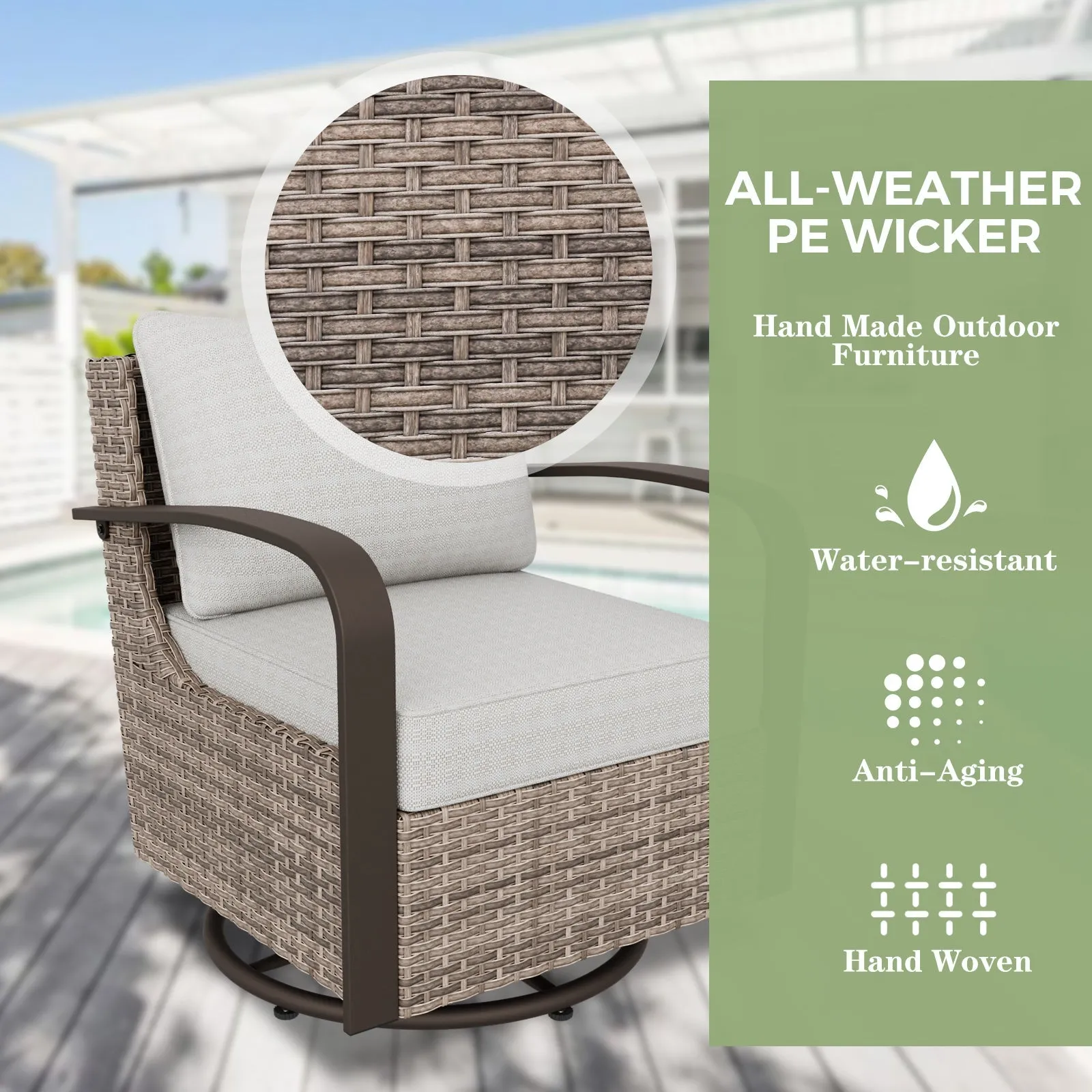 Coastal Vista Outdoor Patio Furniture Set w/ Swivel Rocker Chair, Seats 7