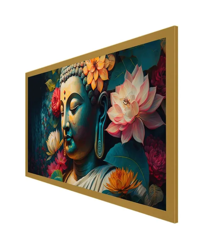 Colorful Buddha Statues Floating Frame Canvas Wall Painting
