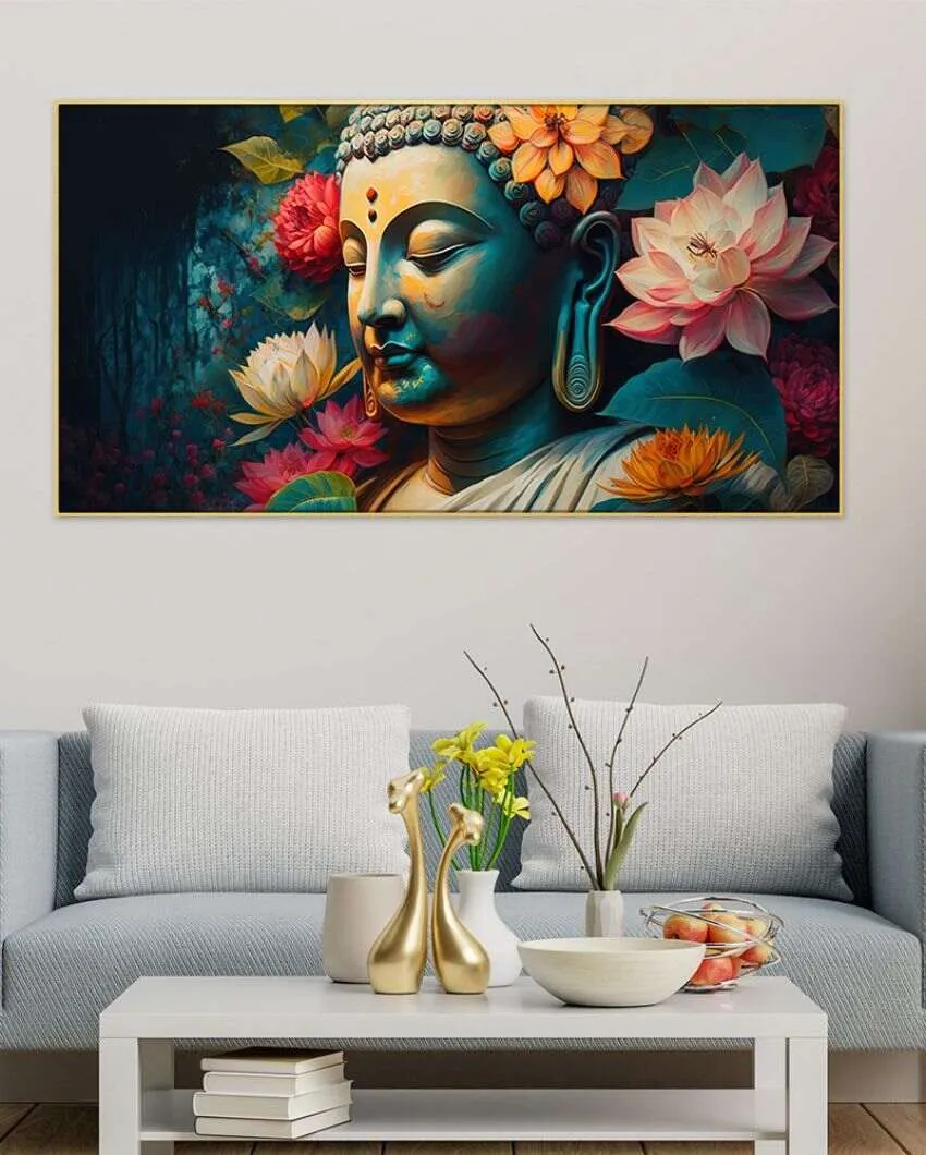 Colorful Buddha Statues Floating Frame Canvas Wall Painting