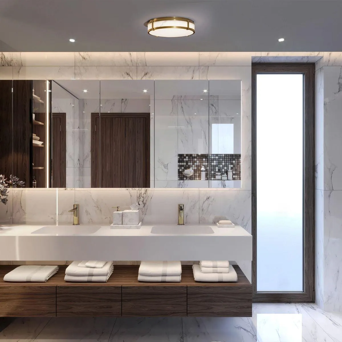 Constantine 18 in. LED Flush Mount Light Brass Finish