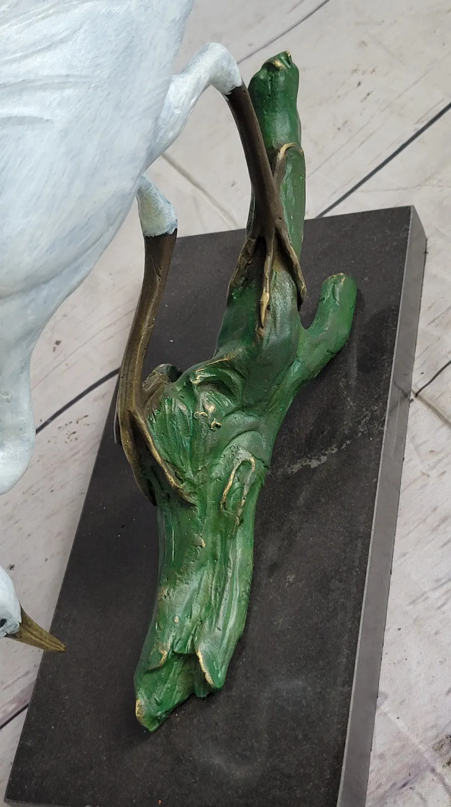 Contemporary Crane Brown Patina Bronze Patina Stylized Garden Bird Statues Decor