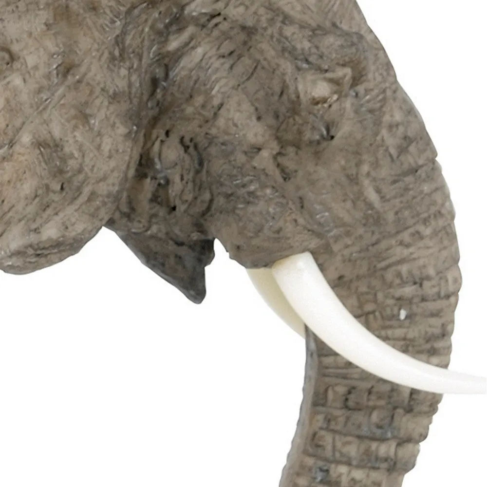 Don 13 Inch Walking Elephant Accent Figurine, Realistic Polyresin, Gray By Casagear Home