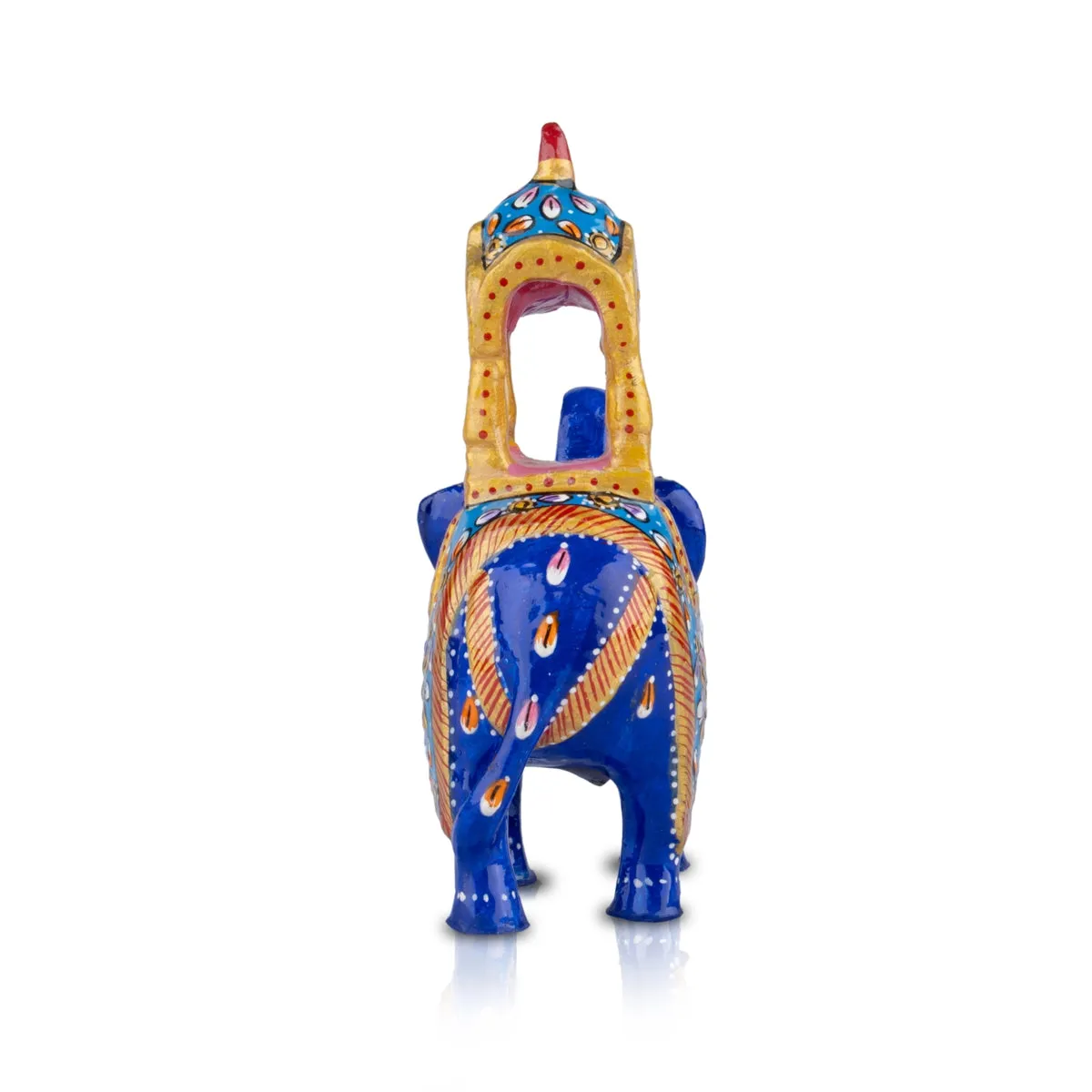 Elephant Statue - 4 x 4.5 Inches | Aluminium Ambari Elephant/ Painted Elephant Sculpture for Home Decor