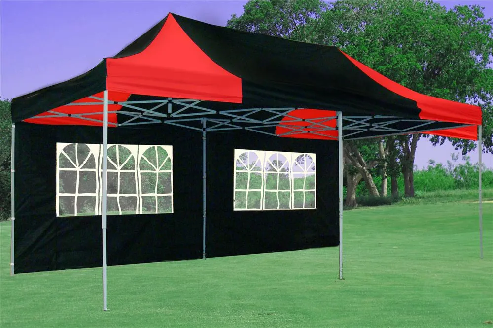 F Model 10'x20' Black Red - Pop Up Tent Pro