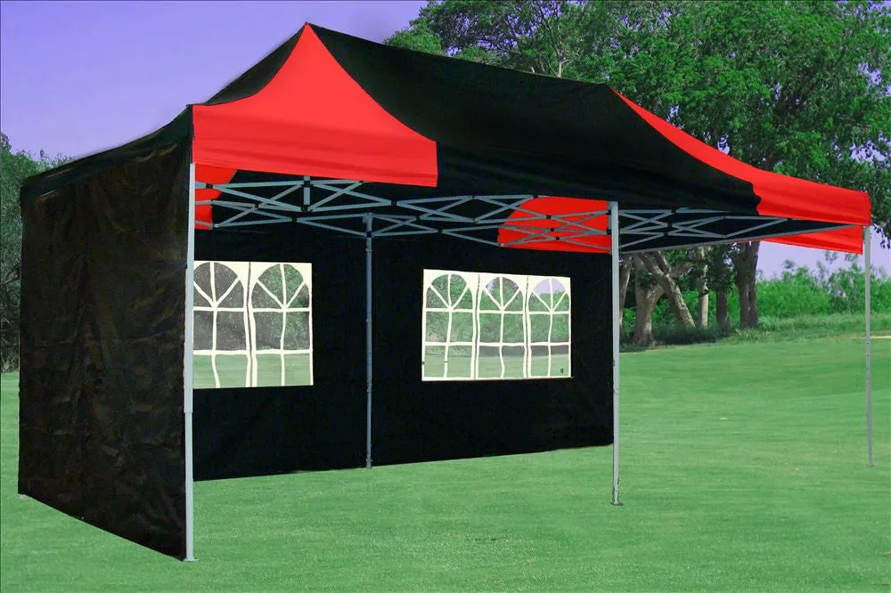 F Model 10'x20' Black Red - Pop Up Tent Pro