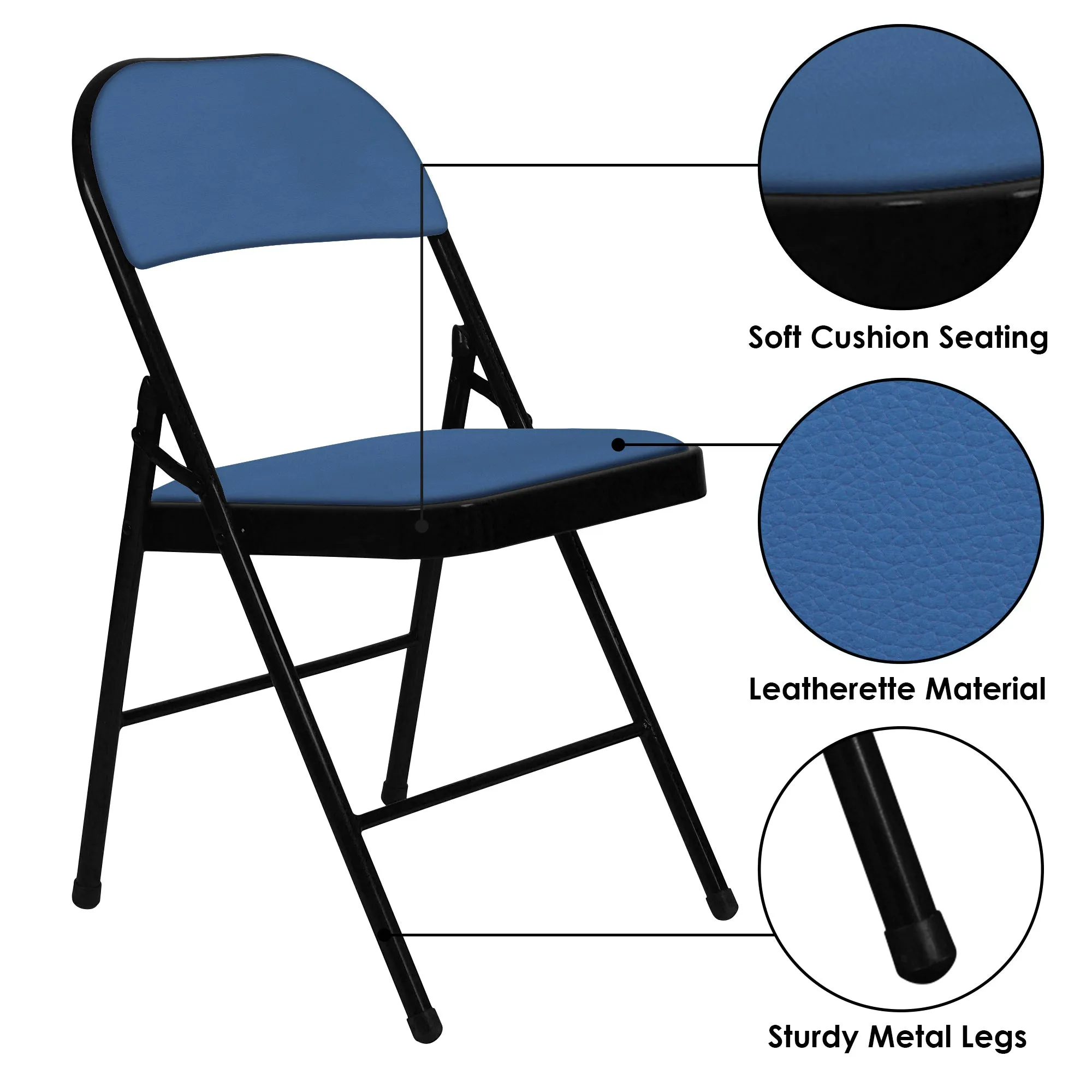 Folding Padded Blue Metal Chair