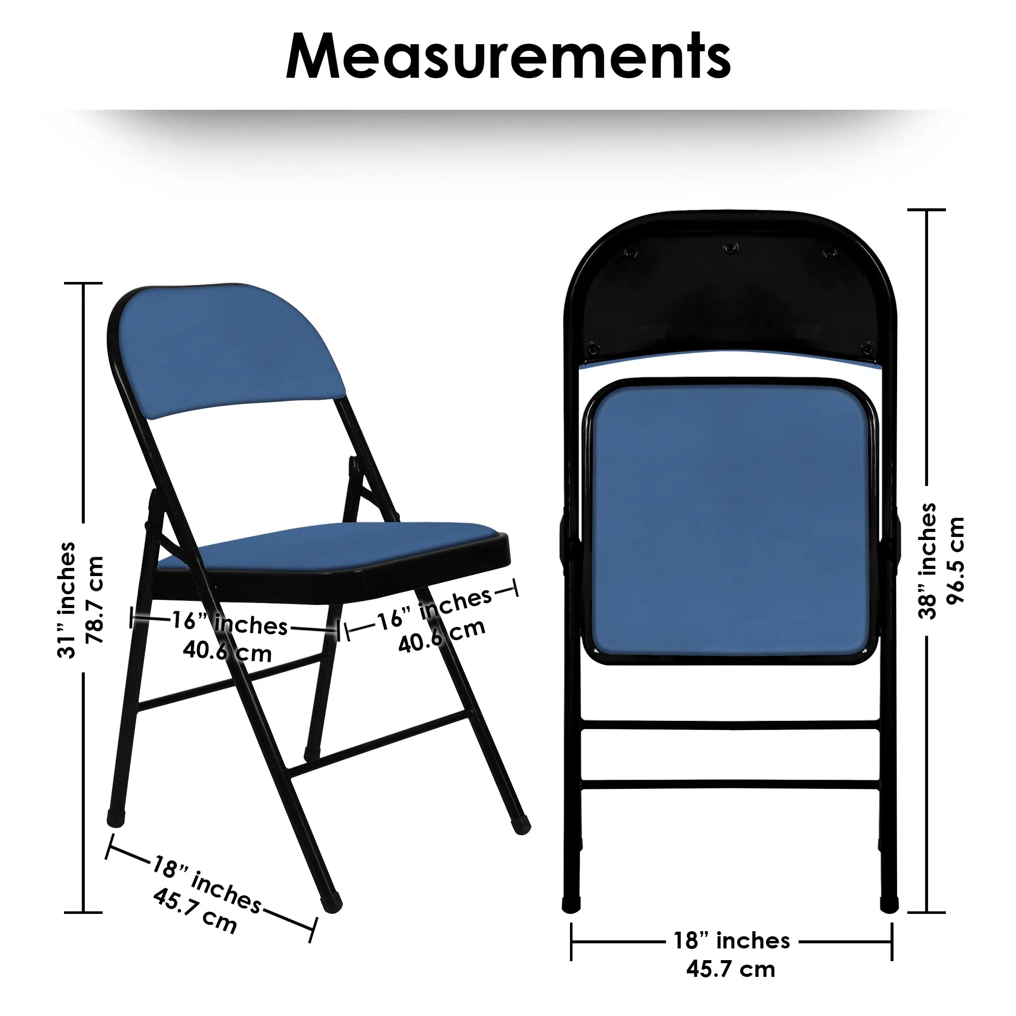 Folding Padded Blue Metal Chair