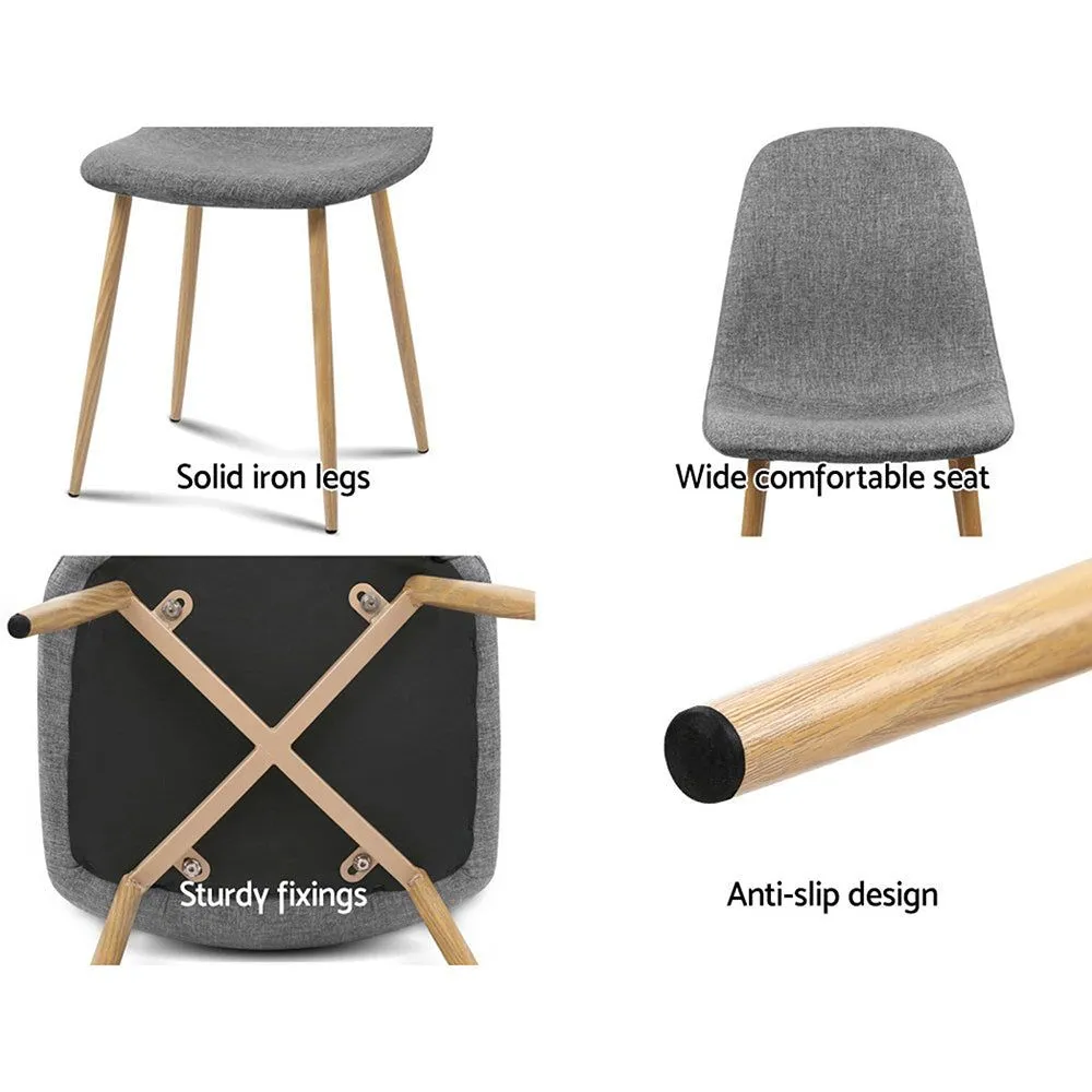 Four Adamas Fabric Dining Chairs - Light Grey