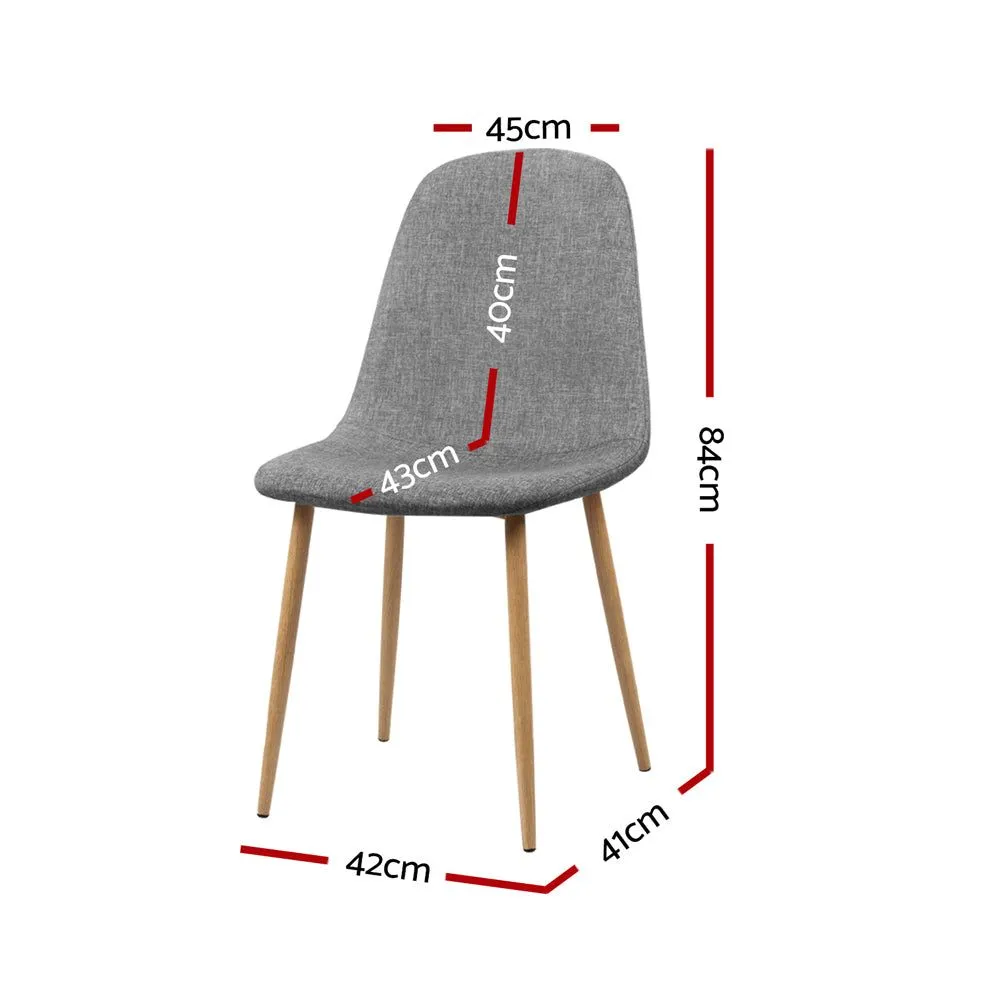 Four Adamas Fabric Dining Chairs - Light Grey