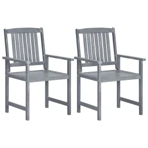 Garden Chairs 2 pcs Grey Solid Acacia Wood