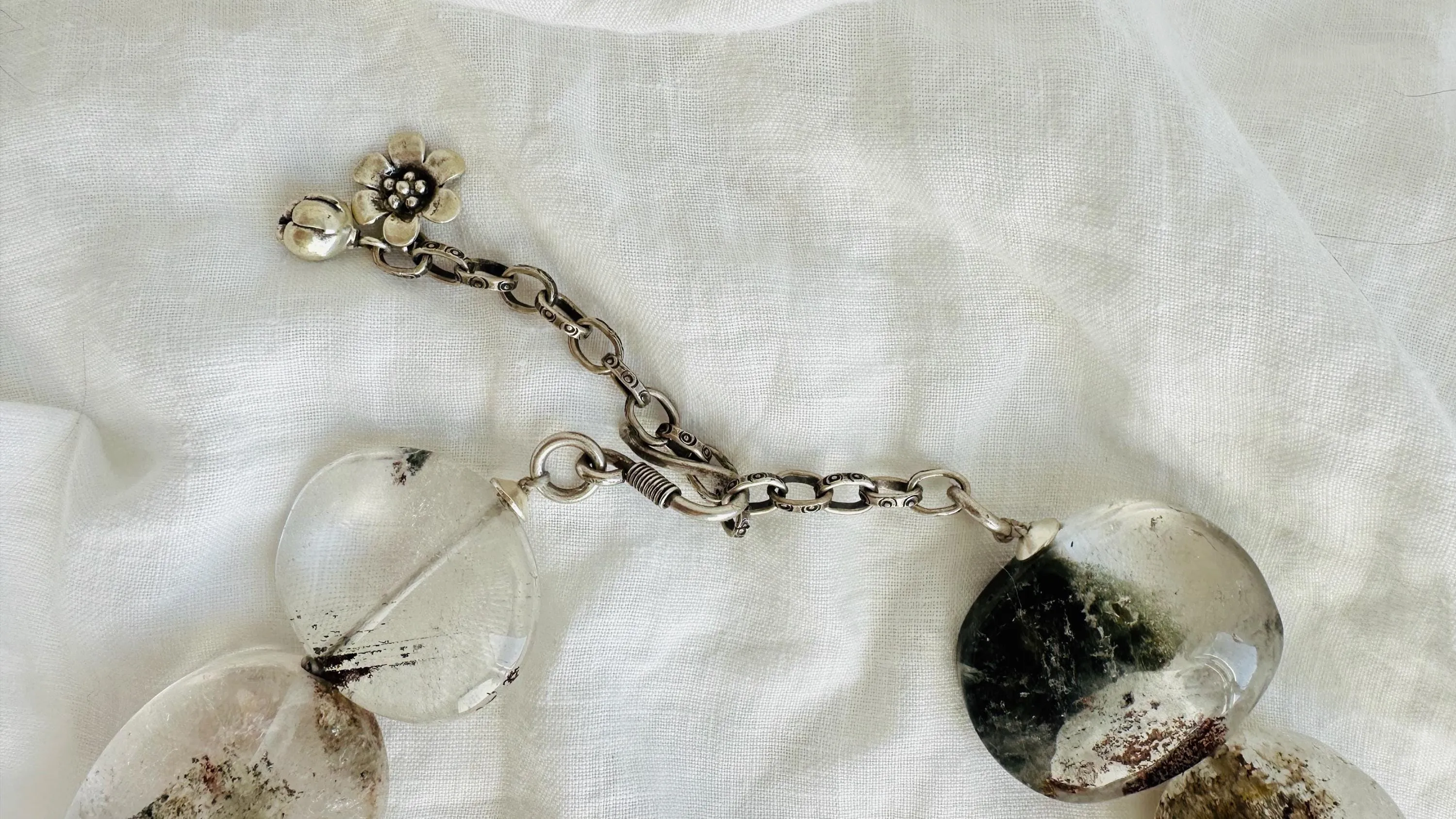 Garden Quartz & Ammonite Necklace. Designer Natural Stone Necklace. Atelier Aadya