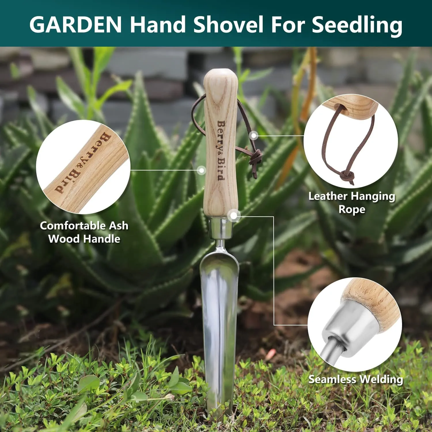 Garden Tools Stainless Steel Hand Widger with Wooden Handle