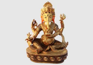 Gold Plated Majestic Lord Ganesha Statue 9" High SST194