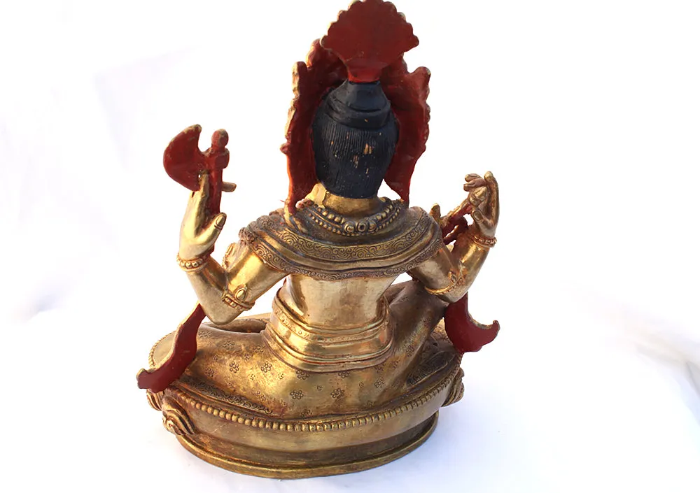 Gold Plated Majestic Lord Ganesha Statue 9" High SST194