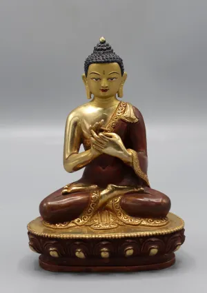 Gold Plated Vairochana Buddha Statue 5.5" H