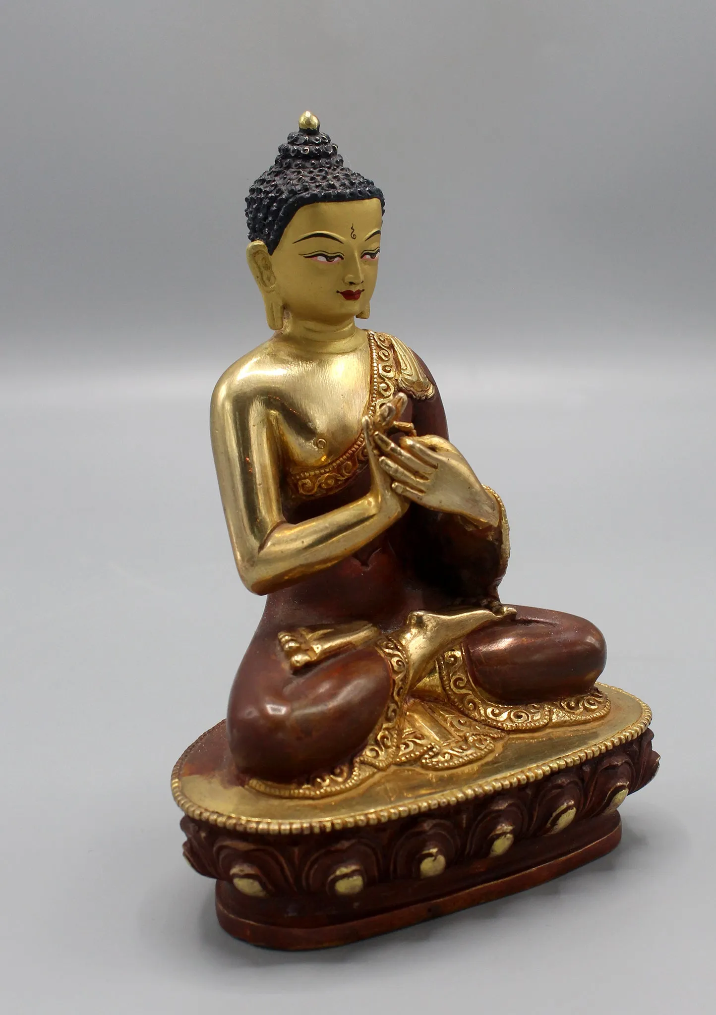Gold Plated Vairochana Buddha Statue 5.5" H