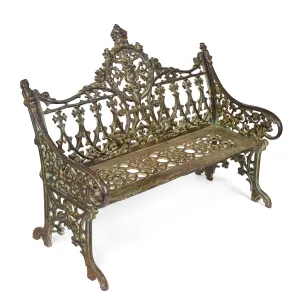 Gothic Cast Iron Garden Bench - Coalbrookdale Style