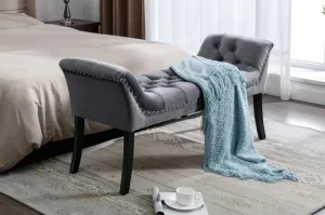 Grey Velvet Bench- Model #818