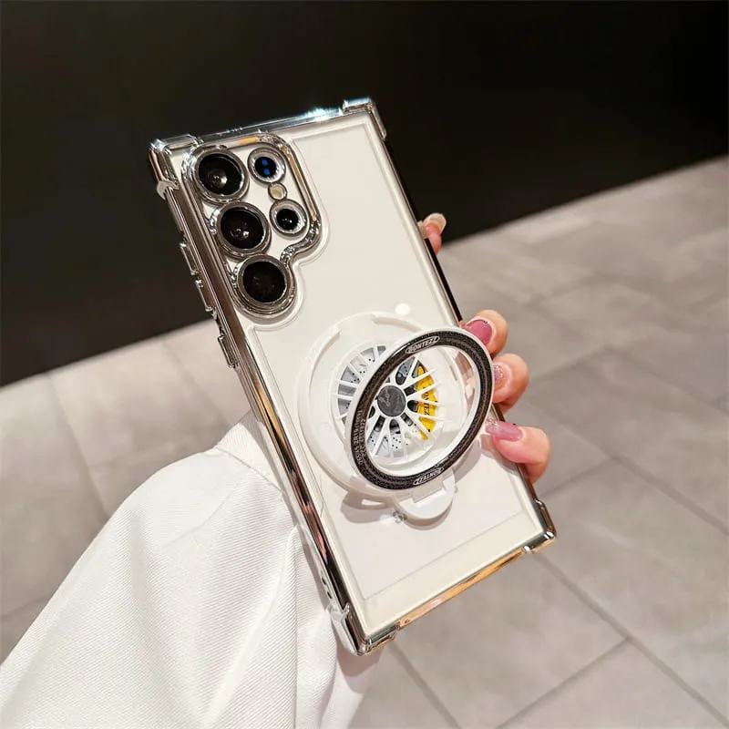 Gyroscoop Transparante Telefoonhoes Met Magnetische Standaard voor Samsung S22/S23/S24
