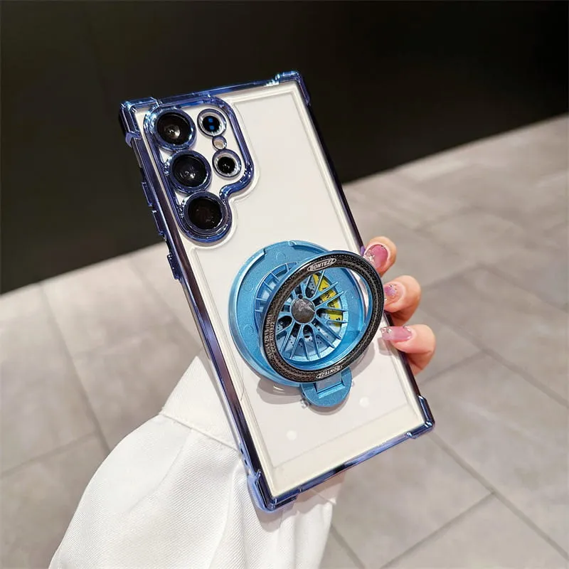 Gyroscoop Transparante Telefoonhoes Met Magnetische Standaard voor Samsung S22/S23/S24