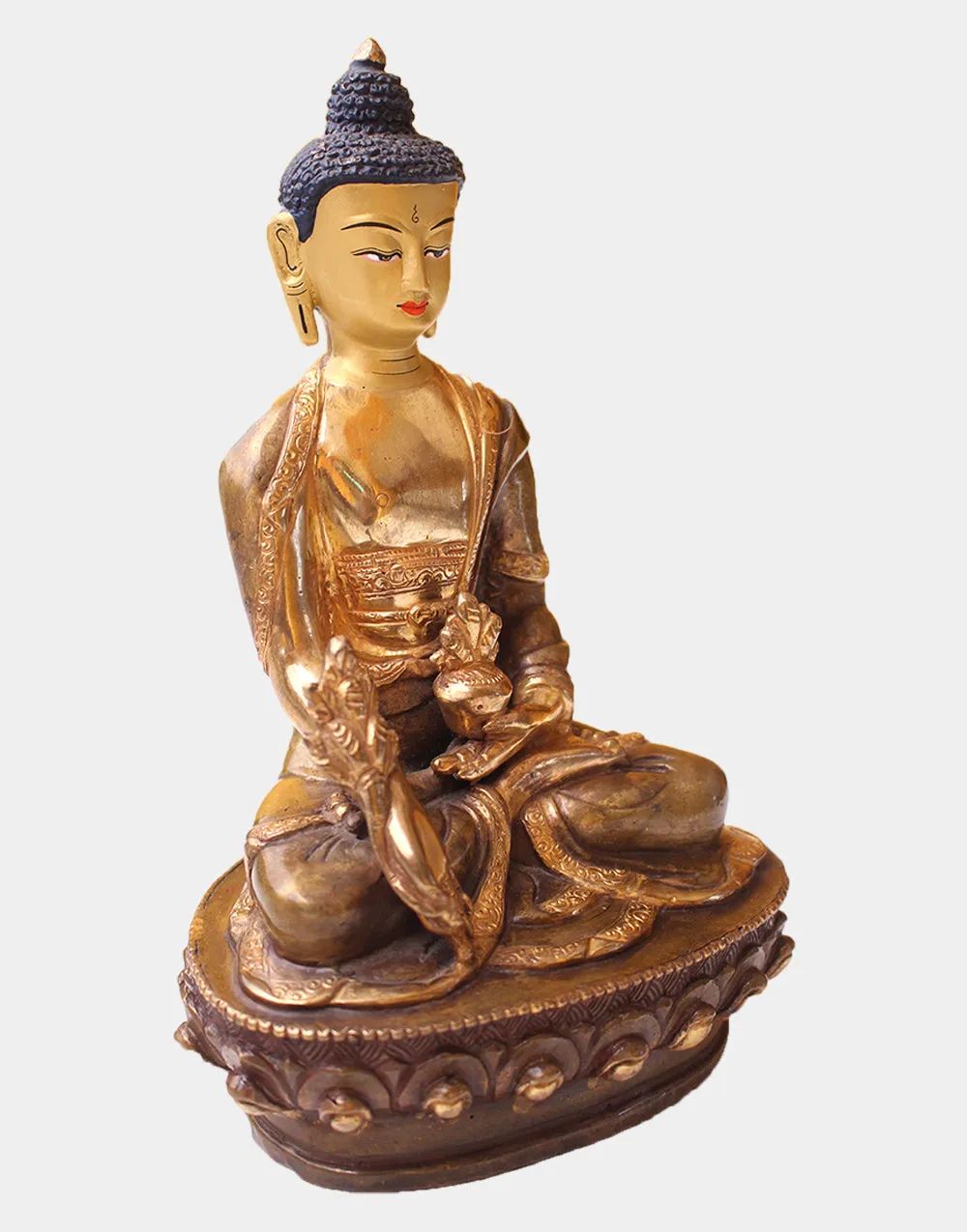 Handcrafted Gold Plated Healing Buddha Statue 8 Inch