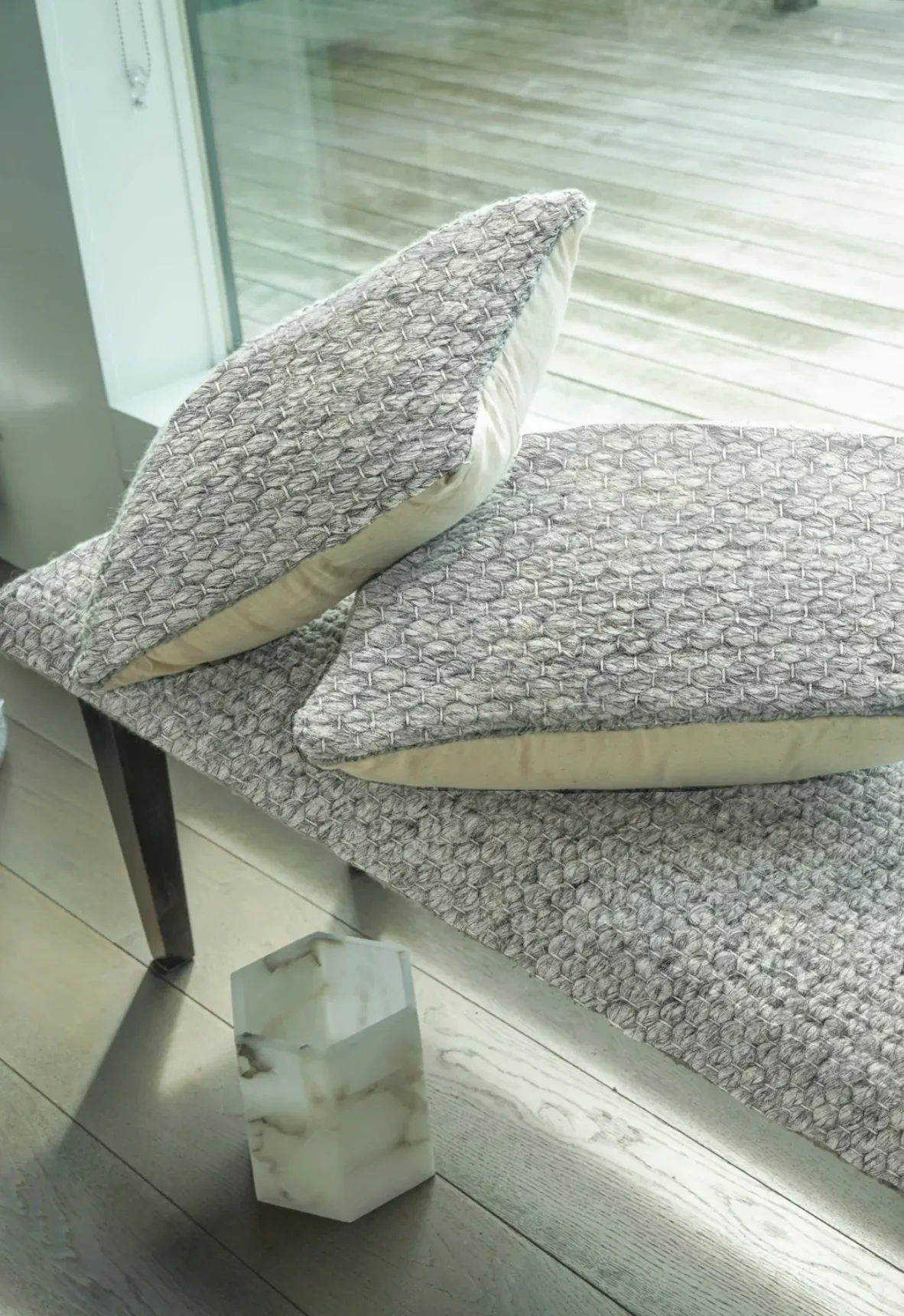 Handwoven Clean Grey Bench