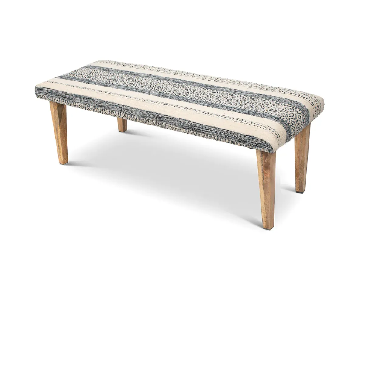 Handwoven Indigo Striped Bench