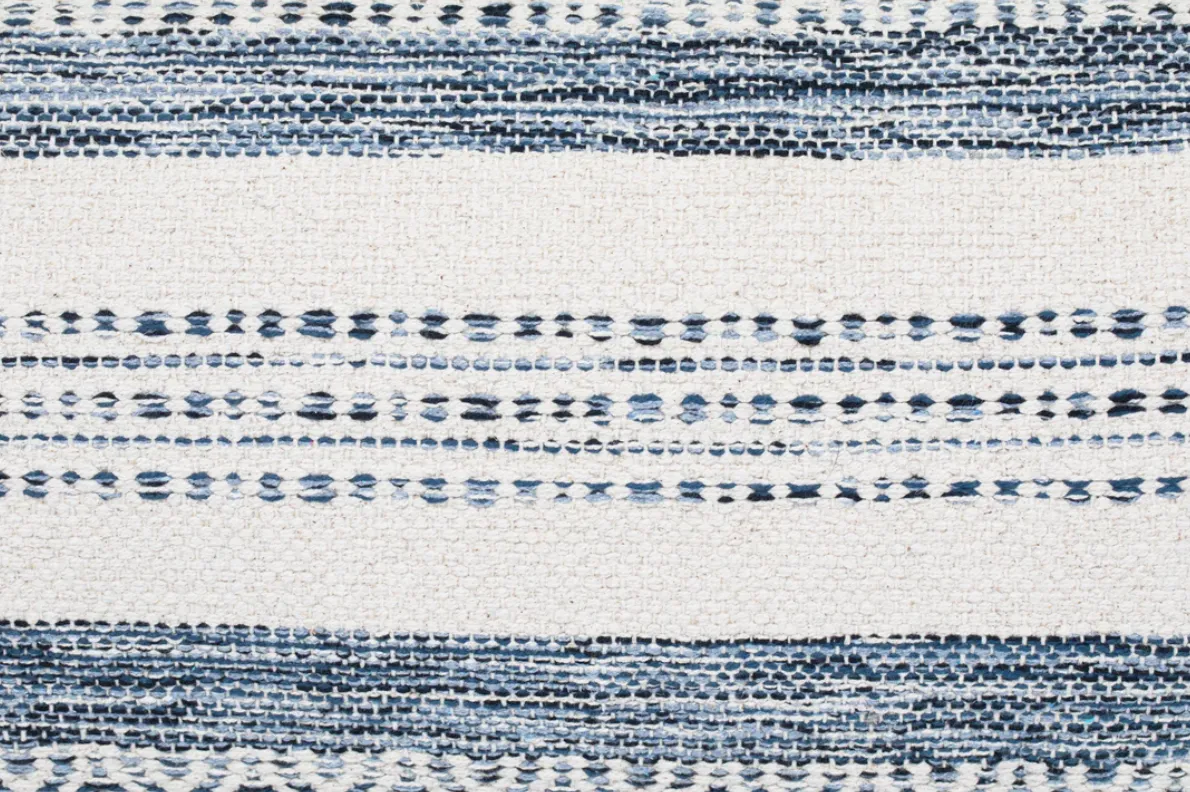 Handwoven Indigo Striped Bench