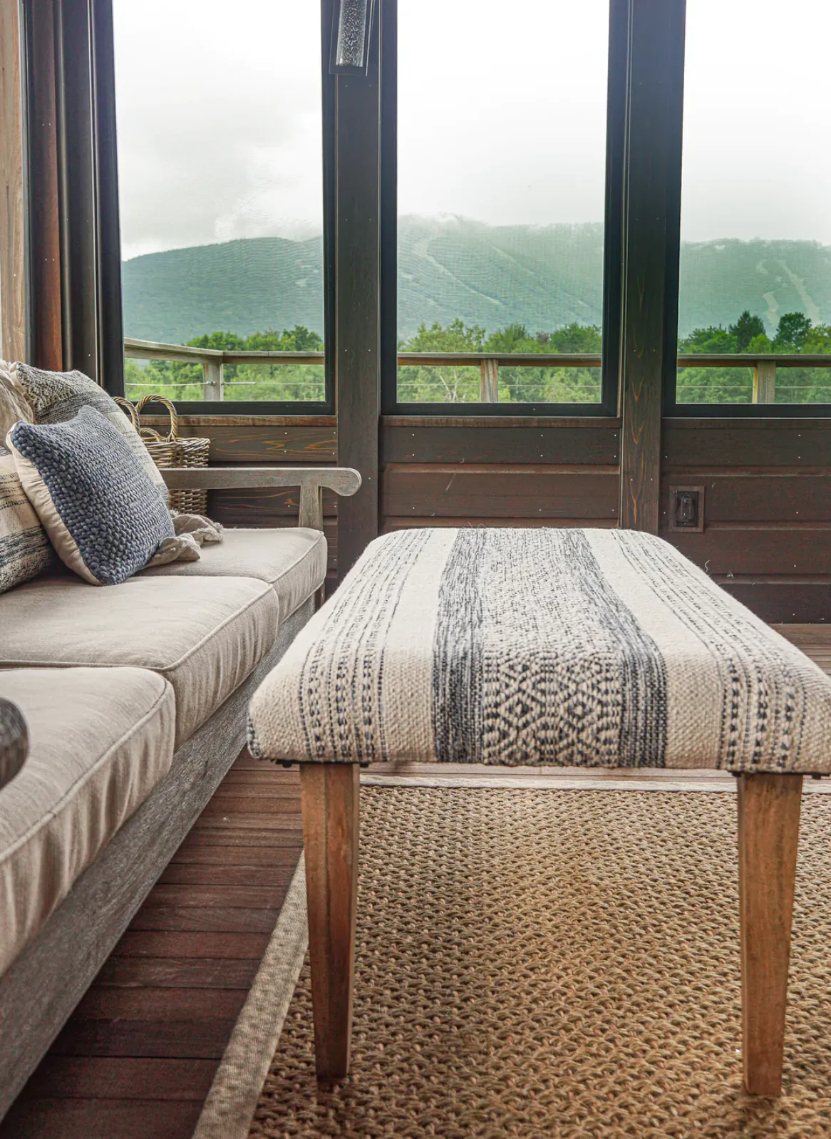 Handwoven Indigo Striped Bench