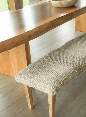 Handwoven Textured Taupe Bench