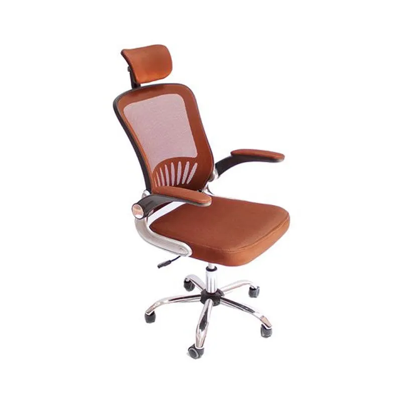 High-Back Adjustable Height Mesh Office Chair With Headrest 8833H Brown