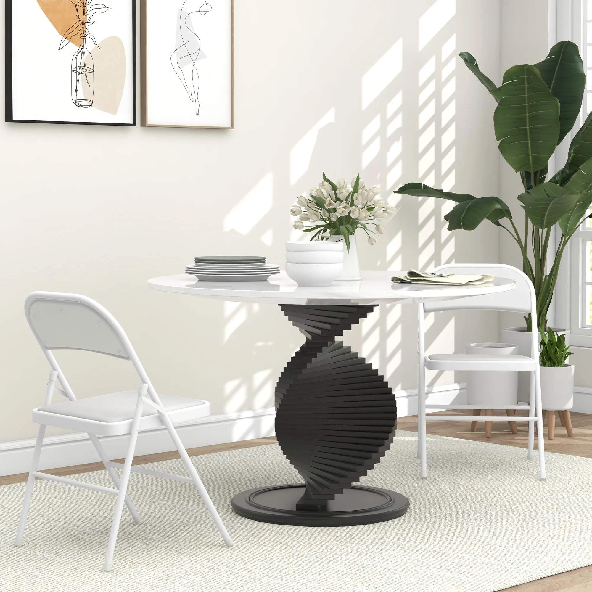 HOMCOM 2 Pack Padded Folding Chairs with Cushioned Seat and Metal Frame White