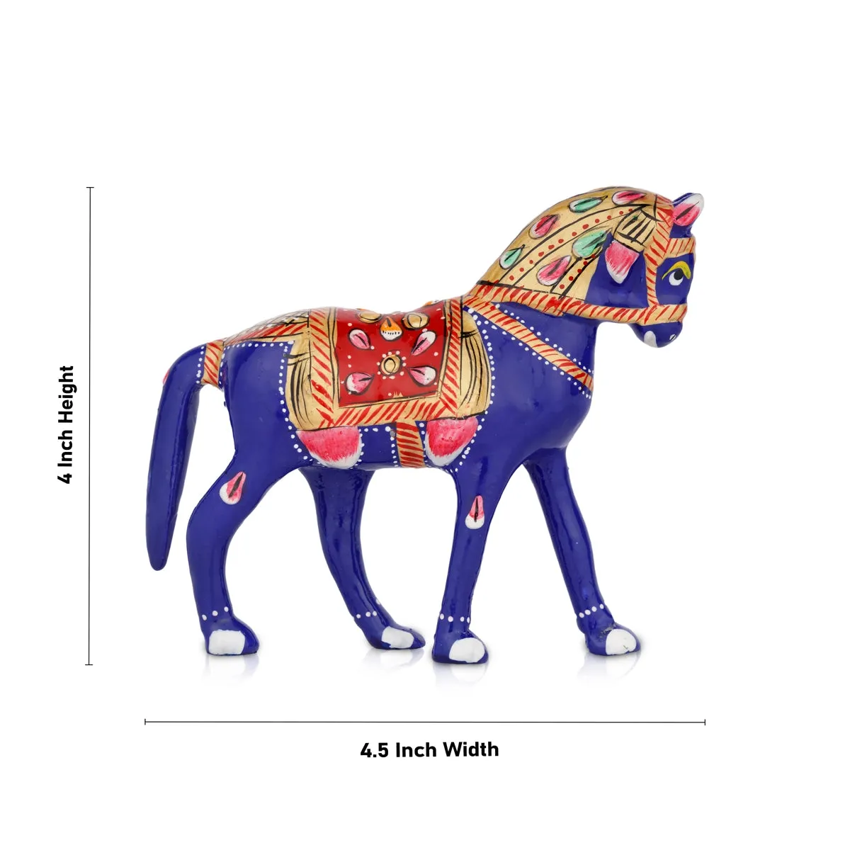 Horse Statue - 4 x 4.5 Inches | Aluminium Statue/ Painted Horse Sculpture/ Horse Idol for Home Decor