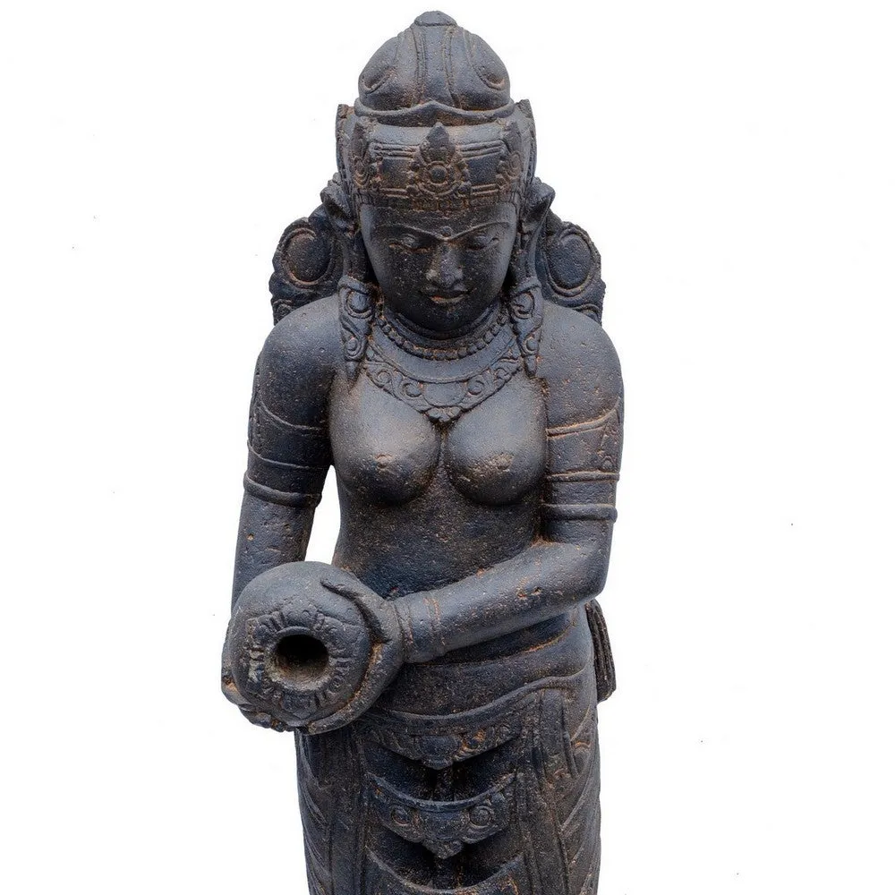 Indonesian Stone Standing Dewi With Jar