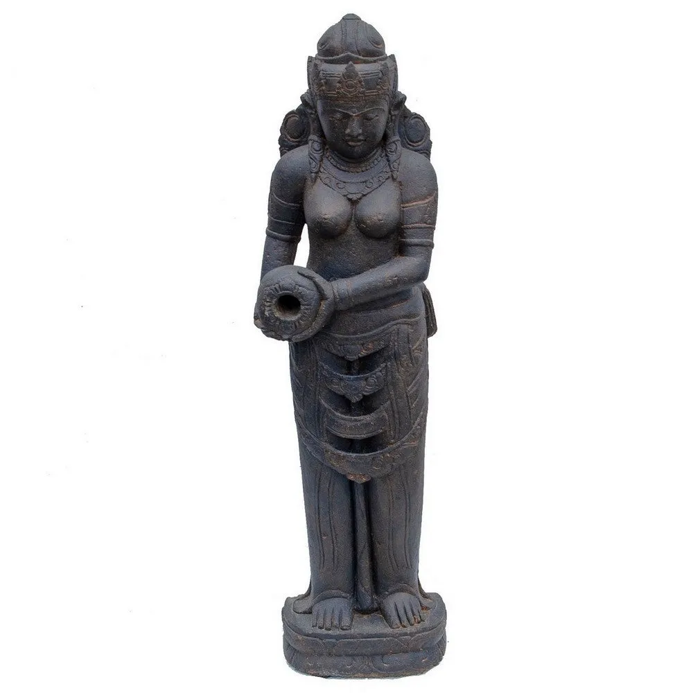 Indonesian Stone Standing Dewi With Jar