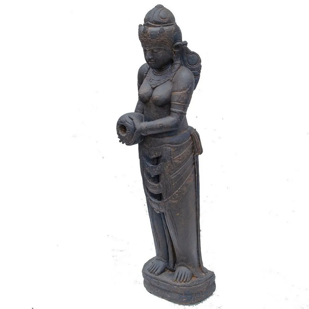 Indonesian Stone Standing Dewi With Jar