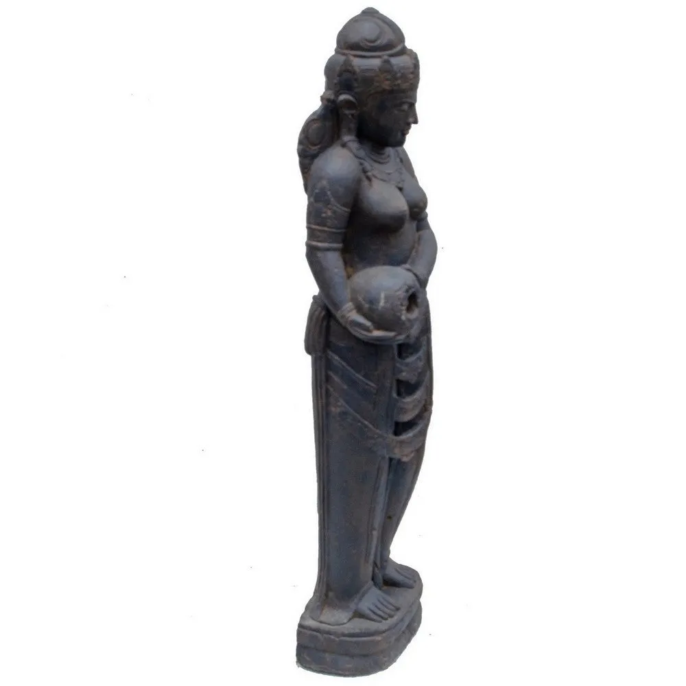 Indonesian Stone Standing Dewi With Jar