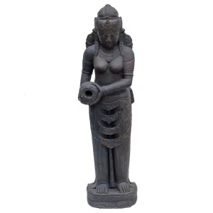 Indonesian Stone Standing Dewi With Jar