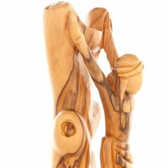 Jesus Christ "Crucified on Cross" Carving, 10" Olive Wood Abstract