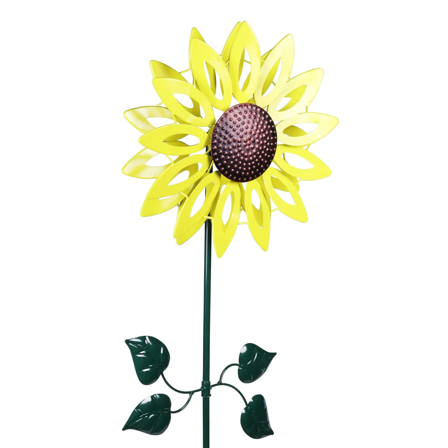 Kinetic Yellow Sunflower Metal Garden Stake, 12 x 4 x 47.5 Inches