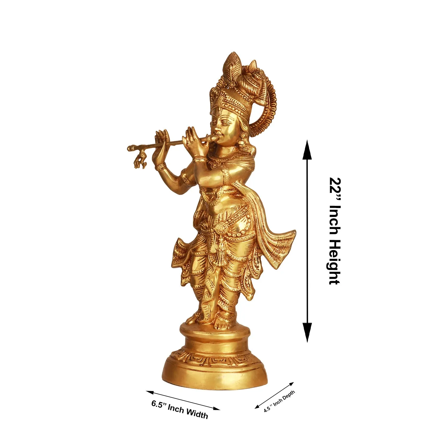 Krishnan Statue  - 22 x 6.5 Inches |  Brass Idol/ Krishna Idol/ Lord Krishna Standing/ Krishna Murti for Pooja