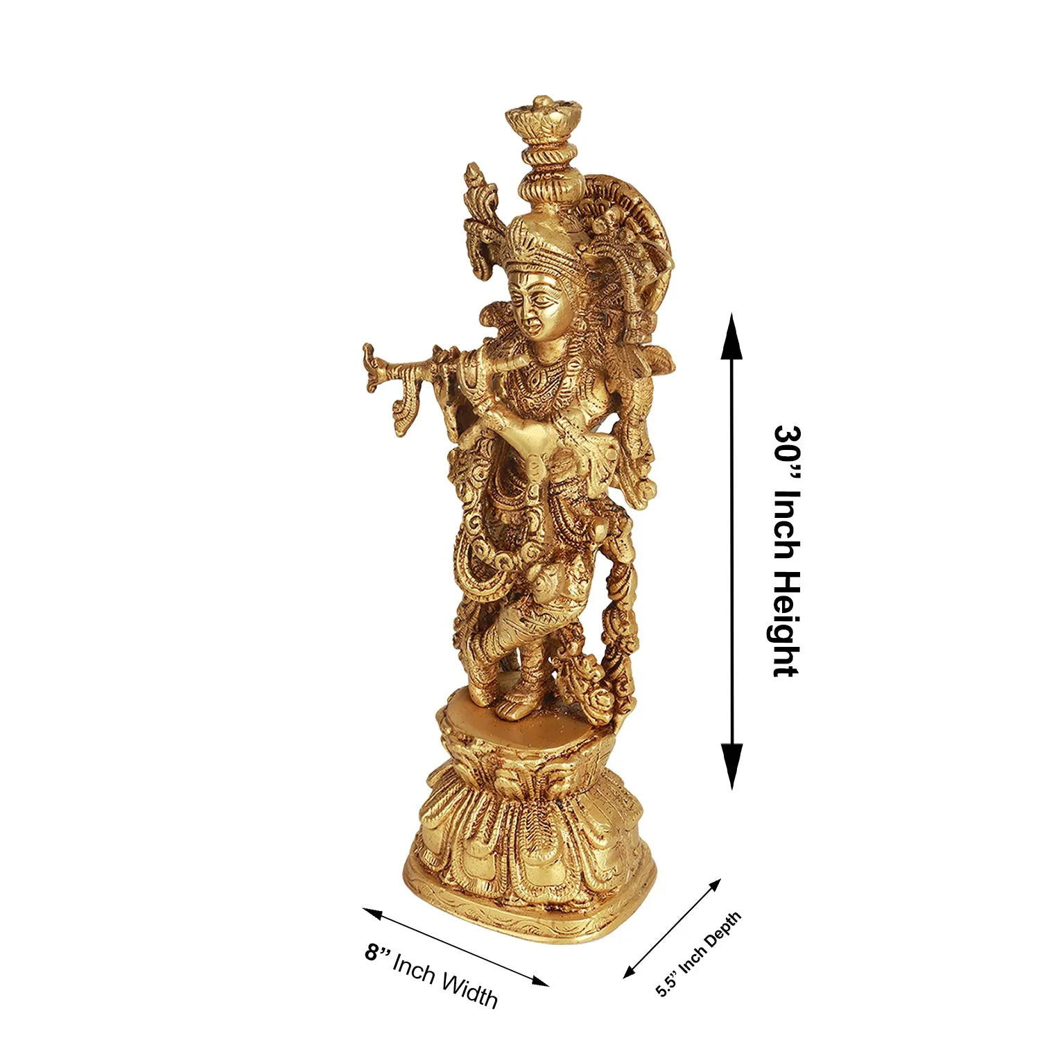 Krishnan Statue  - 30 x 8 Inches |  Brass Idol/ Krishna Idol/ Lord Krishna Standing/ Krishna Murti for Pooja