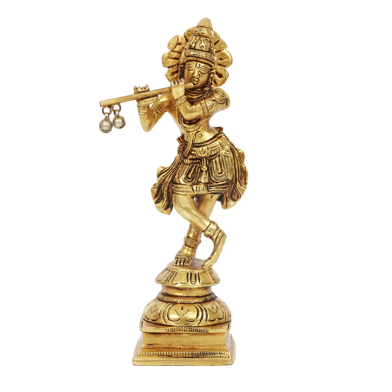 Krishnan Statue  - 6 x 1.75 Inches |  Brass Idol/ Krishna Idol/ Lord Krishna Standing/ Krishna Murti for Pooja