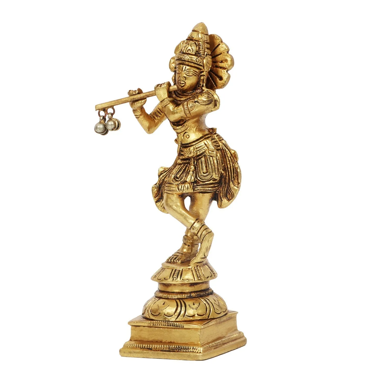 Krishnan Statue  - 6 x 1.75 Inches |  Brass Idol/ Krishna Idol/ Lord Krishna Standing/ Krishna Murti for Pooja