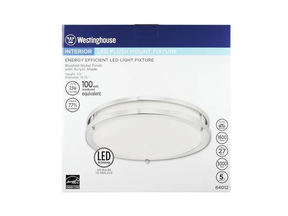LED Flush Mount Light 16 in. Brushed Nickel finish