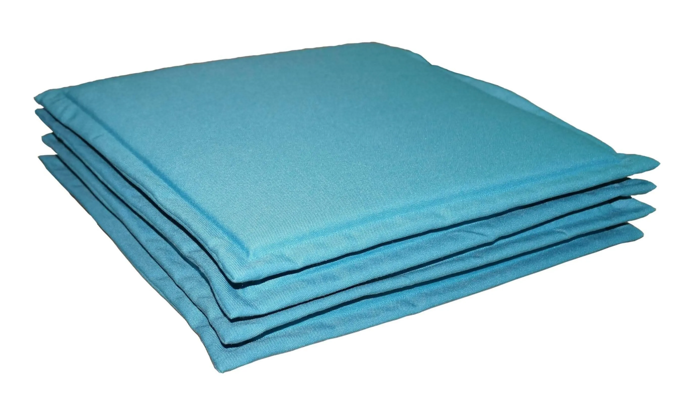 Lushomes Set of 4 Blue Reversible Chair Pads, 15x15 Inch, Waterproof Polyester, 1/2 Inch Foam