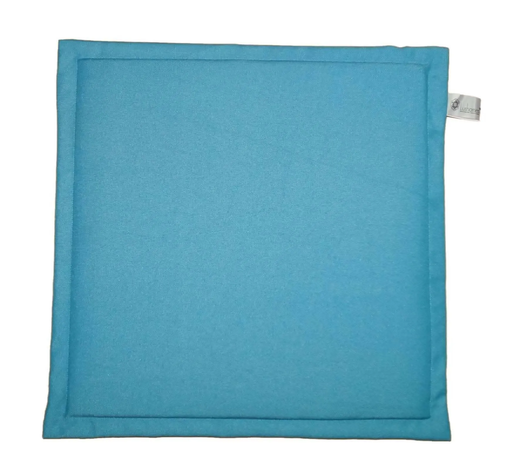 Lushomes Set of 4 Blue Reversible Chair Pads, 15x15 Inch, Waterproof Polyester, 1/2 Inch Foam