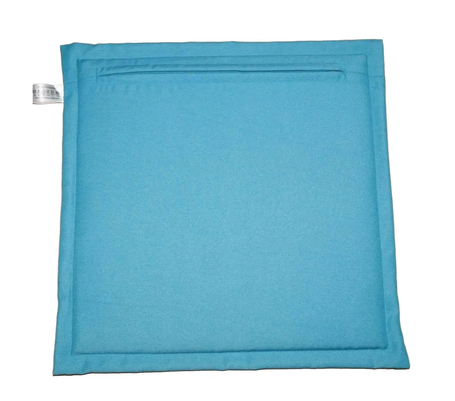 Lushomes Set of 4 Blue Reversible Chair Pads, 15x15 Inch, Waterproof Polyester, 1/2 Inch Foam