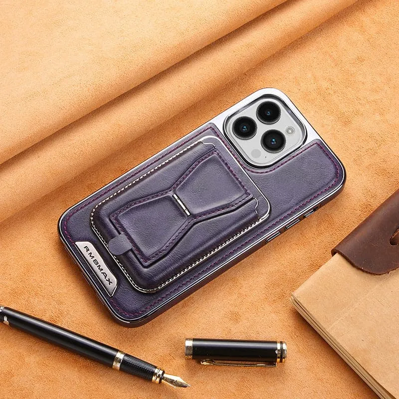 Luxe lederen magnetische iPhone hoes met houder voor verwijderingskaarten