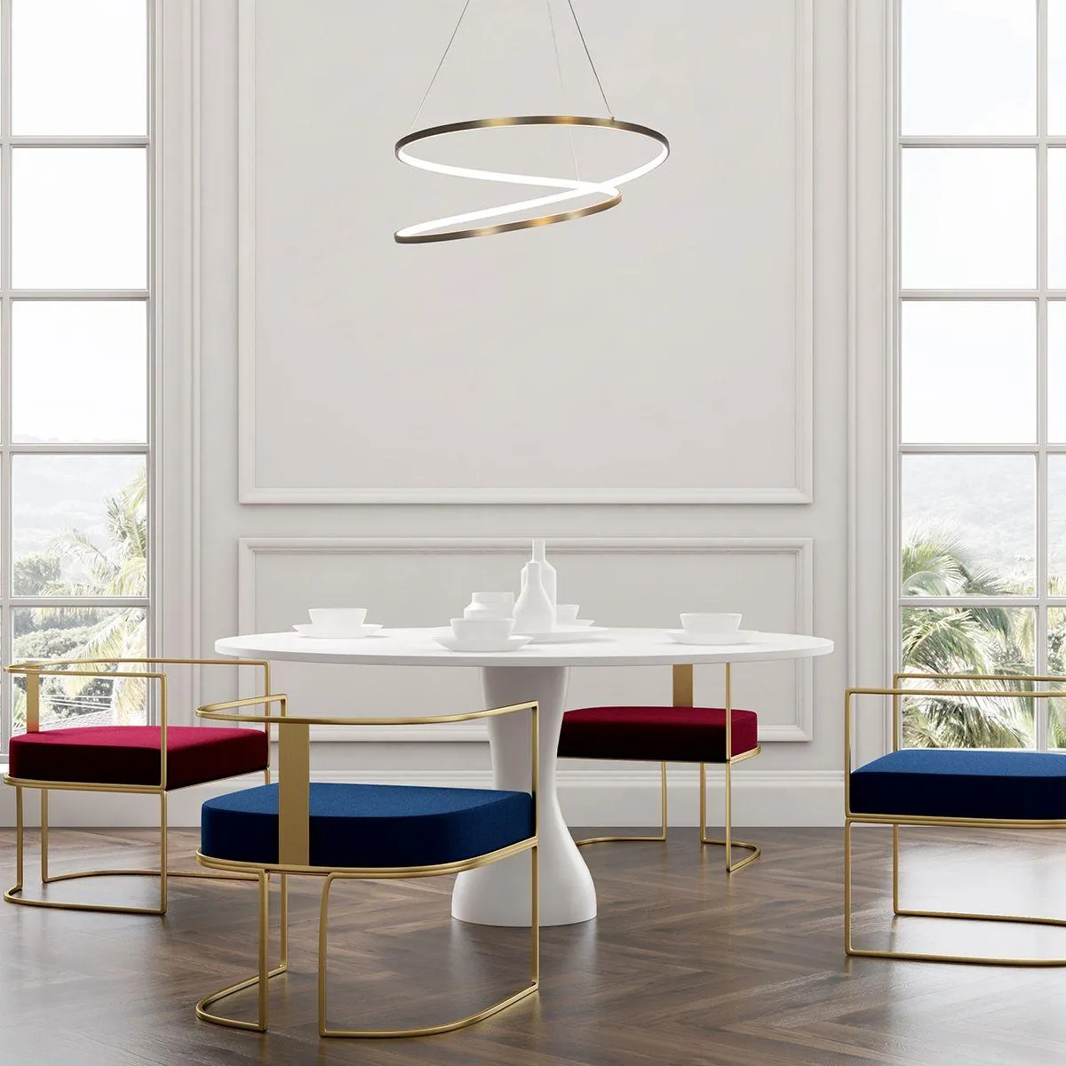 Marques 28 in. LED Pendant Light Brass Finish